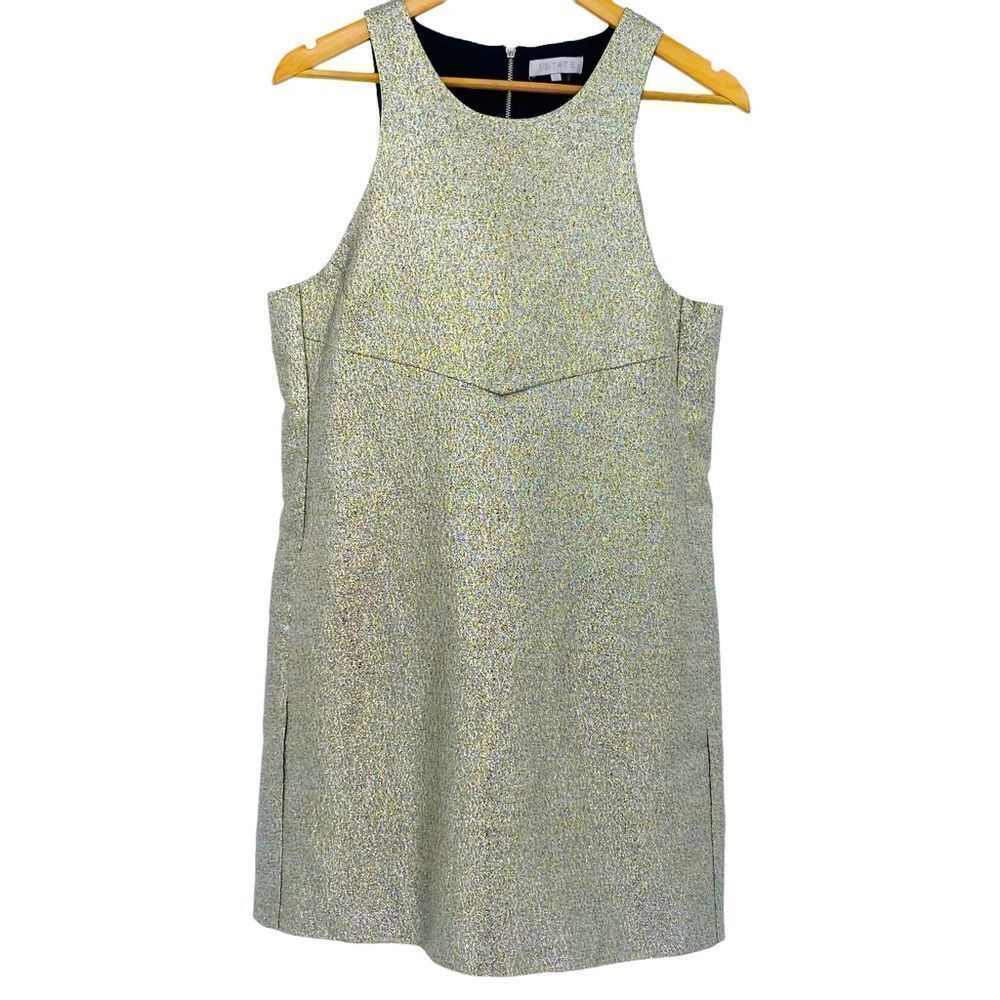 1. State gold metallic shift dress with zipper back size large